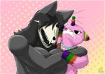  animate_inanimate big_breasts black_fur black_hair breasts canid canine collar duo equid equine eyelashes female fur hair hooves horn mammal pi&ntilde;ata pink_fur scp-1471 scp-956 scp_foundation skull undead unicorn unusualmatias 