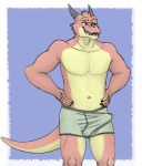  2019 5_fingers absurd_res anthro artemis_lamphuth_(character) belly biceps biped bottomwear boxers_(clothing) bulge claws clothed clothing dragonborn dungeons_and_dragons erection erection_under_clothing fingers hi_res horn humanoid_hands male matydraws_(artist) muscular muscular_male navel open_mouth pecs penis_outline portrait reptile scalie simple_background smile smirk smug solo standing teeth tenting thick_thighs three-quarter_portrait tongue topless underwear 