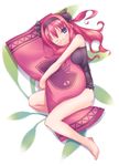  barefoot chemise copyright_request feet glasses hairband hug nanakusa pillow pillow_hug solo 