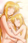  blonde_hair blush breasts dual_persona fate_testarossa long_hair lyrical_nanoha mahou_shoujo_lyrical_nanoha mahou_shoujo_lyrical_nanoha_strikers multiple_girls nude sleeping time_paradox yuuki1103 