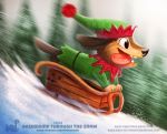  canid canine canis christmas cryptid-creations dachshund domestic_dog holidays hunting_dog mammal sled snow solo tree 