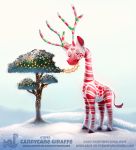  candy candy_cane christmas cryptid-creations food food_creature giraffe giraffid holidays mammal snow solo tree 