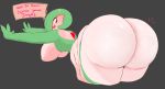  2019 anthro big_breasts big_butt breasts butt clothed clothing gardevoir hi_res huge_butt imago_ic nintendo pok&eacute;mon pok&eacute;mon_(species) simple_background solo thick_thighs video_games wide_hips 