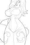  absurd_res anthro breasts digimon digimon_(species) female hi_res kings-gz looking_at_viewer raised_arm renamon sleeves 