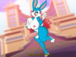  4:3 anthro balls big_breasts big_penis breasts buster_bunny crossgender dracojeff gynomorph huge_breasts humanoid_penis intersex lagomorph leporid looking_at_viewer mammal nipples nude open_mouth outside penis rabbit smile solo standing thick_thighs tiny_toon_adventures warner_brothers 
