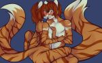  anthro breasts duo felid feline female hand_on_breast male male/female mammal ni70 nipples nude open_mouth selfcest simple_background sitting smile square_crossover 