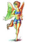 abs absurd_res anthro anthrofied bottomwear clothing equid equine female friendship_is_magic hi_res hooves jogging lupiarts mammal muscular muscular_female my_little_pony pterippus shorts solo spitfire_(mlp) wings wonderbolts_(mlp) 