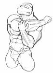  abs ambiguous_gender bodily_fluids bulge ditto duo machoke maldu male male/ambiguous muscular muscular_male navel nervous nintendo nipples nude pecs pok&eacute;mon pok&eacute;mon_(species) sketch sweat sweatdrop video_games 