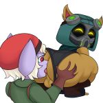  1:1 absurd_res anal balls big_butt blackwhiplash butt butt_grab clothed clothing crossdressing duo female hand_on_butt hi_res humanoid league_of_legends male male/female oral panties penis rimming riot_games sex teemo_(lol) tristana underwear video_games yordle 