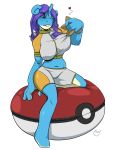  alpha_channel anthro big_breasts bite biting_lip breasts clothed clothing female hair hi_res lapras nintendo nipple_outline one_eye_closed pok&eacute;ball pok&eacute;mon pok&eacute;mon_(species) self_bite simple_background solo transparent_background video_games wide_hips yawg 