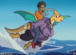  anthro bottomwear clothing dragonite female flying jacket nintendo pants pok&eacute;mon pok&eacute;mon_(species) pok&eacute;mon_trainer puff_the_dragonite sketchybug topwear video_games water 