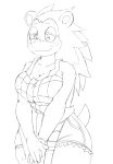  animal_crossing anthro apron big_breasts blush breasts clothed clothing eulipotyphlan female freckles hedgehog hidoihito mammal monochrome nintendo sable_able simple_background solo video_games white_background 
