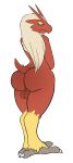  2018 3_toes alpha_channel alternate_version_at_source angry anthro avian backsack balls beak big_butt bird bird_feet blaziken bodily_fluids bubble_butt butt butt_focus chicken claws digital_media_(artwork) feathers firebadger freckles frown galliform gallus_(genus) hair hi_res leg_markings looking_back male markings nervous nintendo nude perineum phasianid pok&eacute;mon pok&eacute;mon_(species) presenting presenting_balls presenting_hindquarters rear_view red_balls red_beak red_feathers red_tail short_tail shoulder_freckles signature simple_background solo standing sweat tail_tuft talons thick_thighs toe_claws toes transparent_background tuft video_games white_feathers white_hair yellow_feathers yellow_sclera 