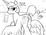  2019 4:3 absurd_res anus butt buttplug cup cutie_mark dialogue dock english_text equid eyelashes female feral friendship_is_magic hi_res horn looking_at_viewer mammal my_little_pony outside princess_luna_(mlp) pussy selenophile sex_toy solo text winged_unicorn wings 