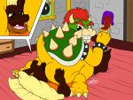  3_toes 4:3 bed bomb bowser butt clothing doggettdouglasmcdog dragon explosives facesitting hi_res hoodie mario_bros nintendo pillow toes topwear video_games 