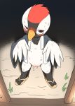  2019 anthro avian bird blush bottomless clothed clothing female looking_at_viewer manmosu_marimo outside solo standing young 