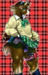  anthro bulge clothed clothing crossdressing equid equine girly horse kuro-gane looking_at_viewer male mammal panties smile solo standing tongue tongue_out underwear 