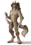  anthro balls canid canine canis coyote flaccid fur hair hi_res hornedfreak humanoid_penis male mammal muscular muscular_male penis pubes solo standing towel 