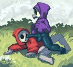  anonymous_artist balls bottomless clothed clothing foreskin hoodie male male/male mario_bros nintendo penis shyguy snifit topwear video_games 