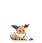  :3 ? blush brush closed_mouth eevee full_body gen_1_pokemon happy highres kashiwa_(3920kashiwa) light_blush no_humans pokemon pokemon_(creature) purple_eyes simple_background sitting smile solo sparkle translation_request white_background 