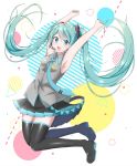  1girl aqua_eyes aqua_hair boots hatsune_miku highres pleated_skirt skirt supo01 thigh_boots thighhighs twintails vocaloid 