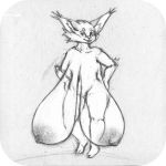  1:1 anthro areola azumaril big_breasts breasts domestic_cat felid feline felis female fur huge_breasts hyper hyper_breasts looking_at_viewer mammal nipples nude solo traditional_media_(artwork) wide_hips 