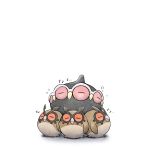  bird claydol closed_eyes closed_mouth extra_eyes full_body gen_2_pokemon gen_3_pokemon highres hoothoot kashiwa_(3920kashiwa) no_humans owl pokemon pokemon_(creature) red_sclera simple_background sitting sleeping white_background zzz 