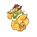  1:1 2019 anthro anus balls blush bowser butt hi_res koopa male mario_bros nintendo penis riversausage scalie simple_background solo video_games white_background 