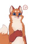  absurd_res ambiguous_gender anthro blep canid canine cheek_tuft color_fox dipstick_tail fox fur fur_tuft head_tuft hi_res looking_at_viewer mammal multicolored_fur multicolored_tail orange_fur orange_tail pictographics simple_background solo speech_bubble tan_fur tan_tail tongue tongue_out tuft white_background 