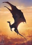  absurd_res claws cloud day dragon feral flying hi_res horn membrane_(anatomy) membranous_wings nude outside scalie sky solo spikes sun valeria_akiramenai western_dragon wings 
