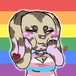  1:1 2019 anthro birth_mark breasts chibi christy clothed clothing eyes_closed female fully_clothed happy headless_hound_art lagomorph lgbt_pride mammal pride_colors safe small_breasts smile solo standing toony 