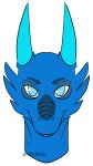  absurd_res ambiguous_form ambiguous_gender blue_eyes blue_scales dragon female headshot_portrait hi_res horn madcheshirefox male male/female portrait scales solo 