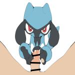  1:1 3_toes ambiguous_gender bodily_fluids canid canine censored cum cum_on_feet feral foot_fetish footjob genital_fluids hi_res male male/ambiguous mammal nintendo pok&eacute;mon pok&eacute;mon_(species) red_eyes riolu sex toes two-footed_footjob video_games youjomodoki 