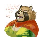  2019 anthro brown_fur canid canine clothing english_text fur glass0milk gyobu male mammal raccoon_dog robe scar simple_background solo tanuki teeth text tokyo_afterschool_summoners video_games white_background 