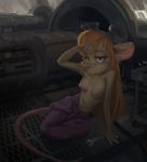  anthro blonde_hair breasts chip_&#039;n_dale_rescue_rangers clothed clothing disney eyewear female furstang gadget_hackwrench goggles hair inside mammal mouse murid murine navel nipples rodent solo tools topless wrench 