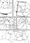  2019 anthro ashigara belly clothed clothing comic english_text gouryou hard_translated hi_res male mammal monochrome moritaka overweight overweight_male penis phone quanjiang suid suina sus_(pig) text tokyo_afterschool_summoners underwear ursid video_games wild_boar 