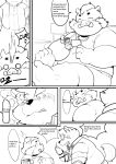  2019 angry anthro belly clothed clothing comic english_text gouryou hard_translated hi_res humanoid_hands male mammal mohawk_(hairstyle) monochrome moritaka overweight overweight_male phone quanjiang suid suina sus_(pig) text tokyo_afterschool_summoners video_games wild_boar 