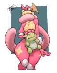  2019 alternate_color amphibian anthro breasts digital_media_(artwork) featureless_breasts female freckles_(artist) greninja hi_res long_tongue looking_at_viewer nintendo non-mammal_breasts pok&eacute;mon pok&eacute;mon_(species) signature smile solo substitute tongue tongue_out video_games 