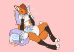  2019 anthro blush bulge canid canine diaper dracky erection erection_under_diaper eyes_closed fox fur male mammal navel orange_fur simple_background sitting sniffing sniffing_diaper 