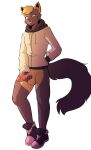  anthro balls clothing felid feline footwear hi_res holding_penis hoodie humanoid_penis looking_at_viewer male mammal munks_(artist) penis shoes smile solo standing topwear 