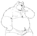  2019 anthro belly beverage black_nose bulge clothing eyes_closed hi_res humanoid_hands male mammal moobs navel nipples overweight overweight_male simple_background solo suishou0602 underwear ursid white_background 