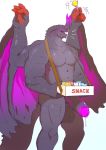  anthro balls bodily_fluids candy capcom dragon food genital_fluids gore_magala half-erect hi_res horn humanoid_penis lollipop male monster_hunter muscular muscular_male open_mouth penis precum serex solo standing uncut vein veiny_penis video_games wings 