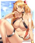  1girl breasts earrings ereshkigal_(fate/grand_order) fate/grand_order fate_(series) highres jewelry kisaragi_(legobionicle23) large_breasts long_hair looking_at_viewer navel o-ring o-ring_bottom red_eyes smile solo 