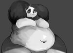  anthro belly big_belly black_fur fur giant_panda grey_background hands_behind_head male mammal moobs navel nude overweight overweight_male simple_background smile solo thick_thighs ursid vennelour white_fur wide_hips 