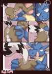 2019 anthro anthro_on_feral anus balls bestiality blush comic digital_media_(artwork) dirtyturquoise dragon duo feral hi_res male male/male penis ringtail size_difference 