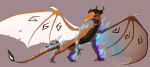  2019 dragon feral hi_res horn membrane_(anatomy) membranous_wings open_mouth scalie spines standing teeth tongue western_dragon wings wrappedvi 