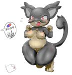  alolan_rattata anthro anthrofied black_fur blush breasts buckteeth cottontail female fur hi_res mammal nintendo nipples nude pok&eacute;mon pok&eacute;mon_(species) pok&eacute;morph pussy red_eyes regional_variant rodent simple_background slightly_chubby solo teeth video_games white_background 