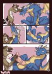  2019 alien anthro anthro_on_feral balls bestiality blush comic digital_media_(artwork) dirtyturquoise dragon duo feral hi_res male male/male penis ringtail size_difference 