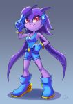  anthro boots breasts clothed clothing dragon female footwear freedom_planet gloves gradient_background hair handwear horn hybrid long_hair mammal purple_hair sash_lilac shade-shark simple_background solo video_games 