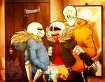  alternate_universe animated_skeleton blue_penis bone brother brothers clothed clothed_sex clothing group humanoid incest lizheru male male/male not_furry orange_penis papyrus_(undertale) penis red_tongue sans_(underfell) sans_(undertale) selfcest sex sibling skeleton square_crossover tongue undead underfell undertale video_games 